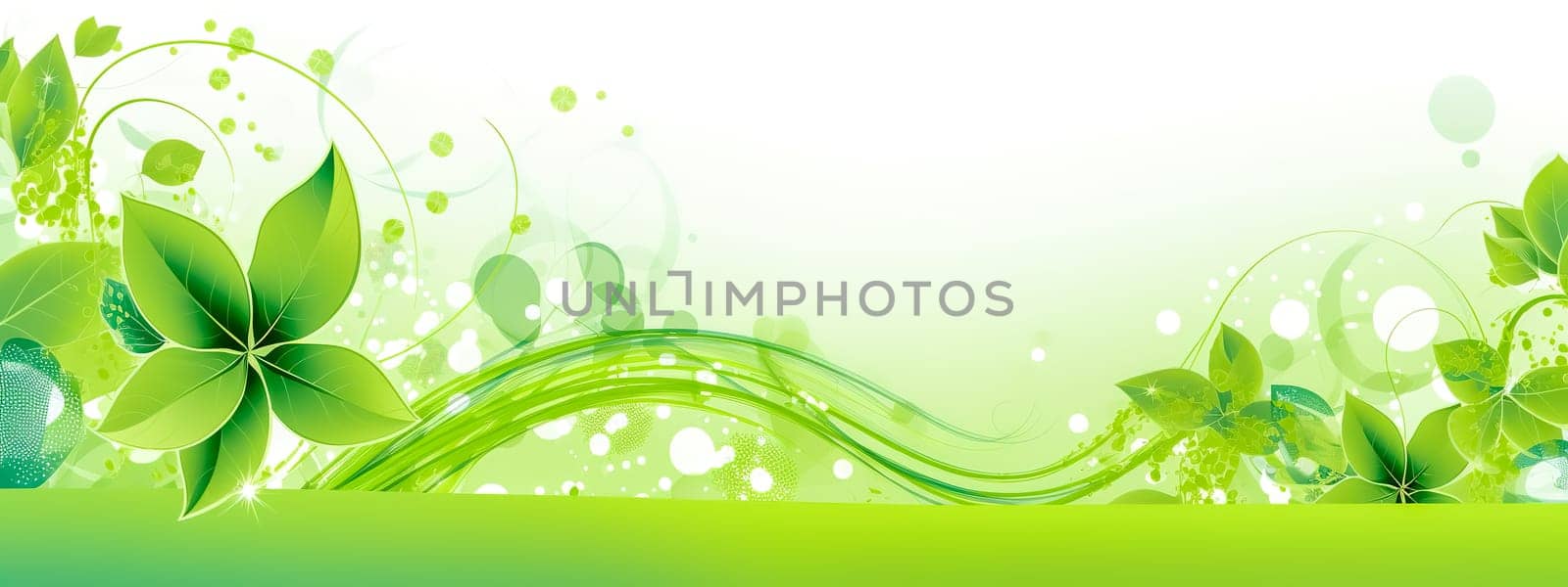 green renewable energy, banner with copy space, made with Generative AI. High quality illustration