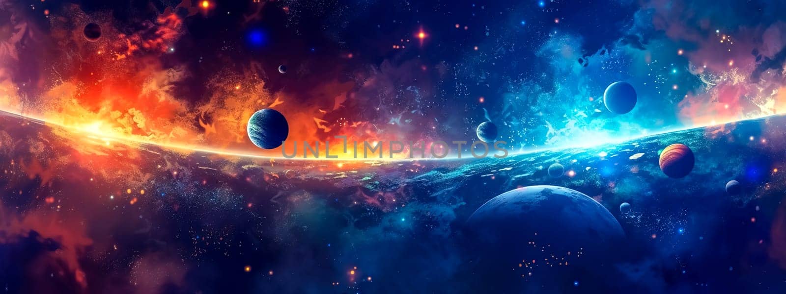 endless fascinating universe, banner with copy space, made with Generative AI. High quality illustration