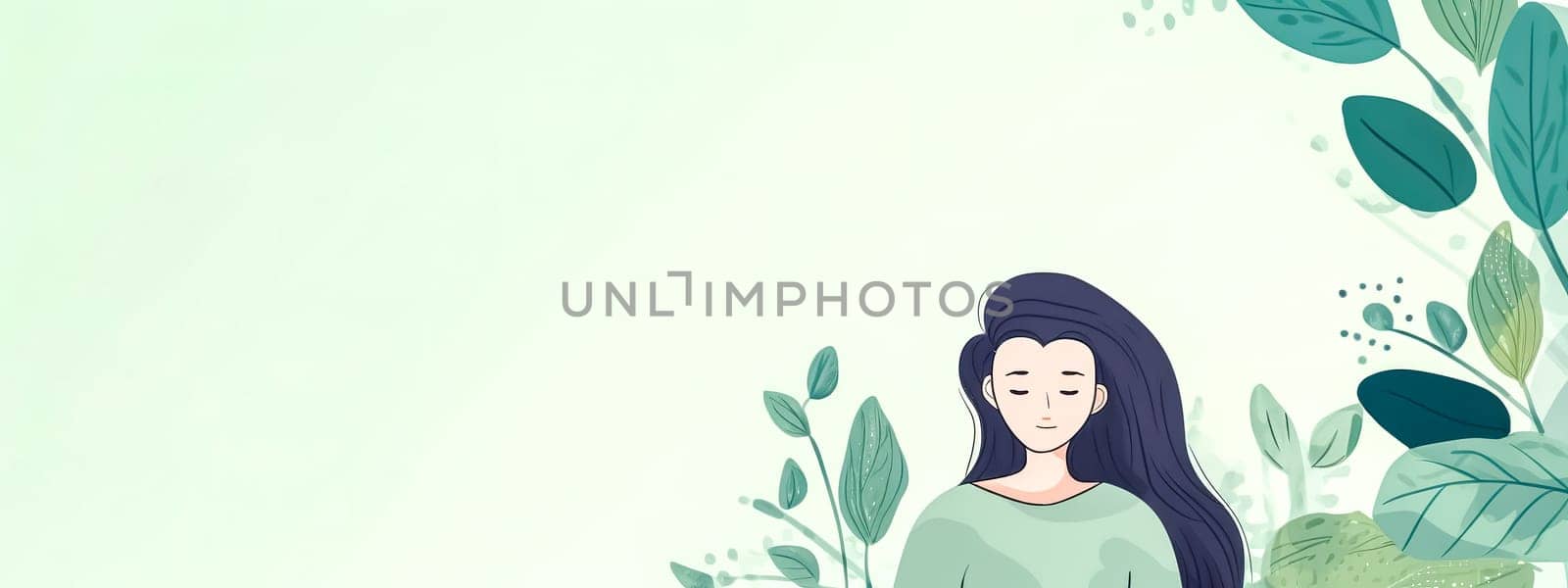 the concept of mental health and well-being in today's fast-paced world. banner with copy space, made with Generative AI. High quality illustration