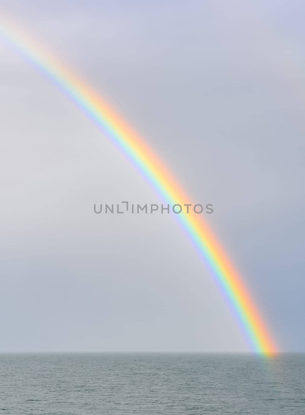 Multicolored rainbow over the sea, Black Sea