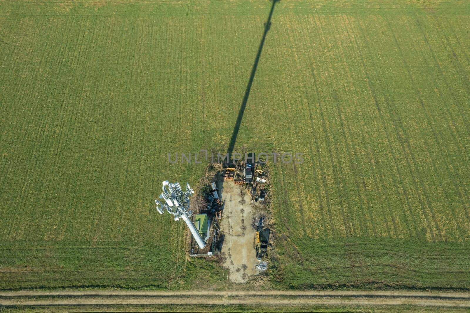 5g antenna in a rural field in countryside by verbano