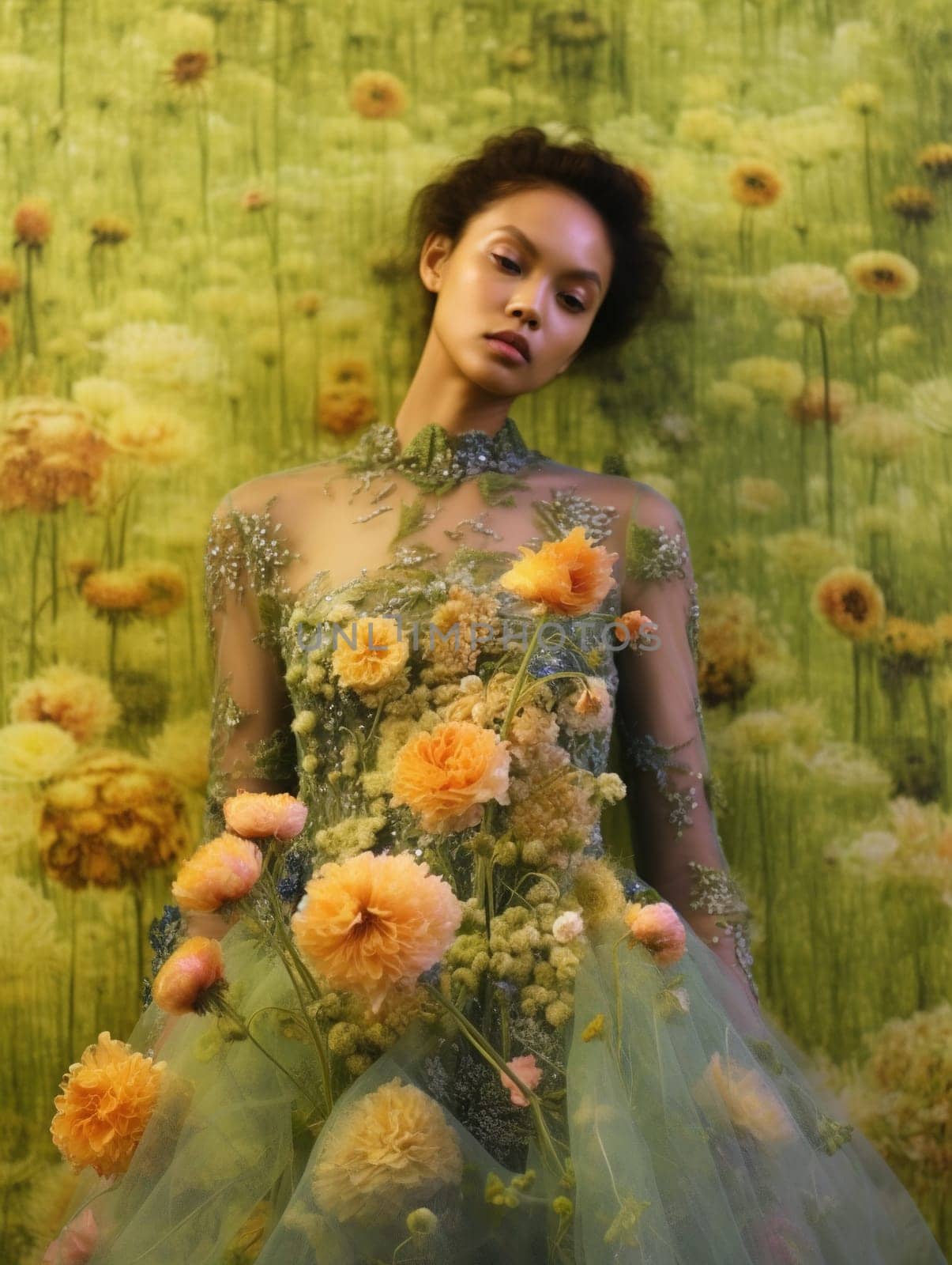 Floral couture photography, dream and fashion concept - generative AI, AI generated