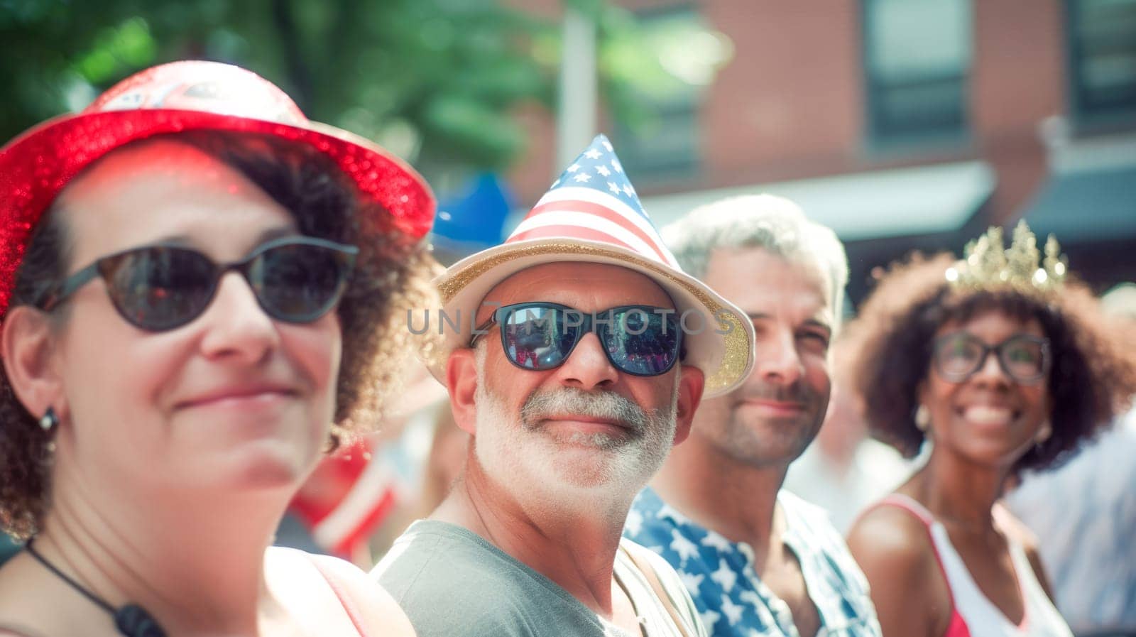 People holding the USA Flags celebrating July 4th Independence Day. Generative Ai