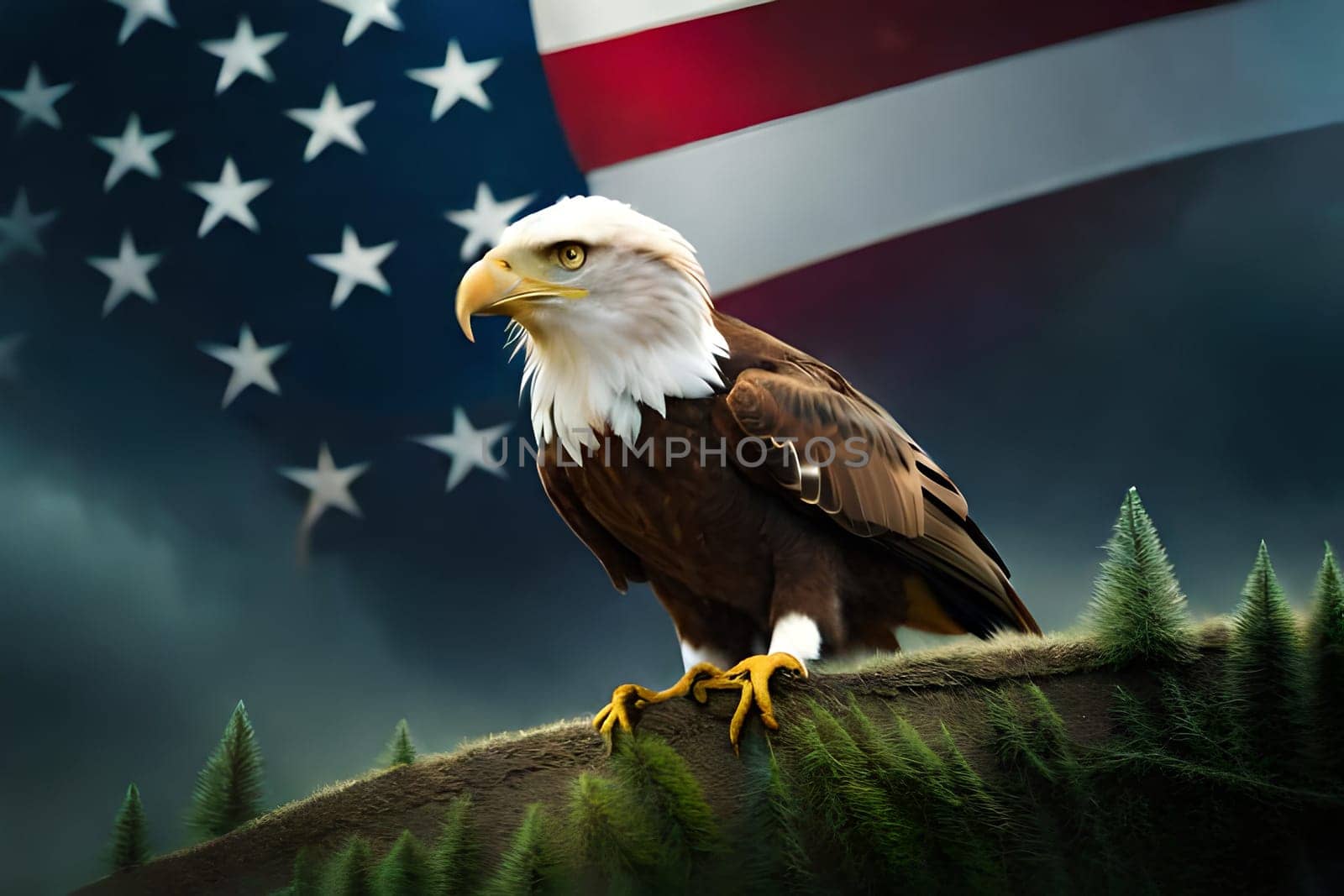 A bald eagle with a black ring in the background by milastokerpro