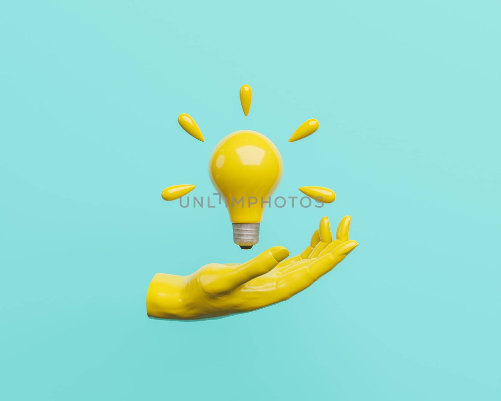 minimal hand with light bulb on top by asolano