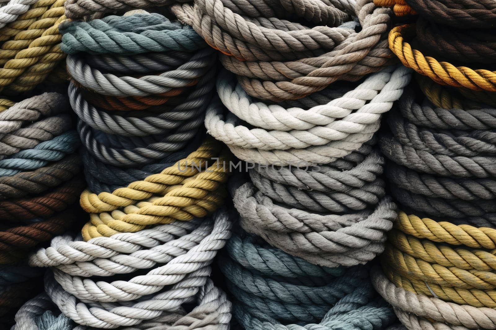 Ropes and knots sailing background created with generative AI technology. by MP_foto71