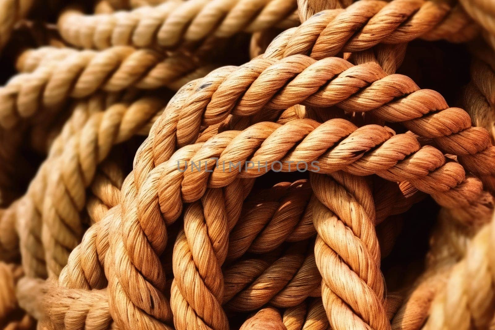 Ropes and knots sailing background created with generative AI technology. by MP_foto71