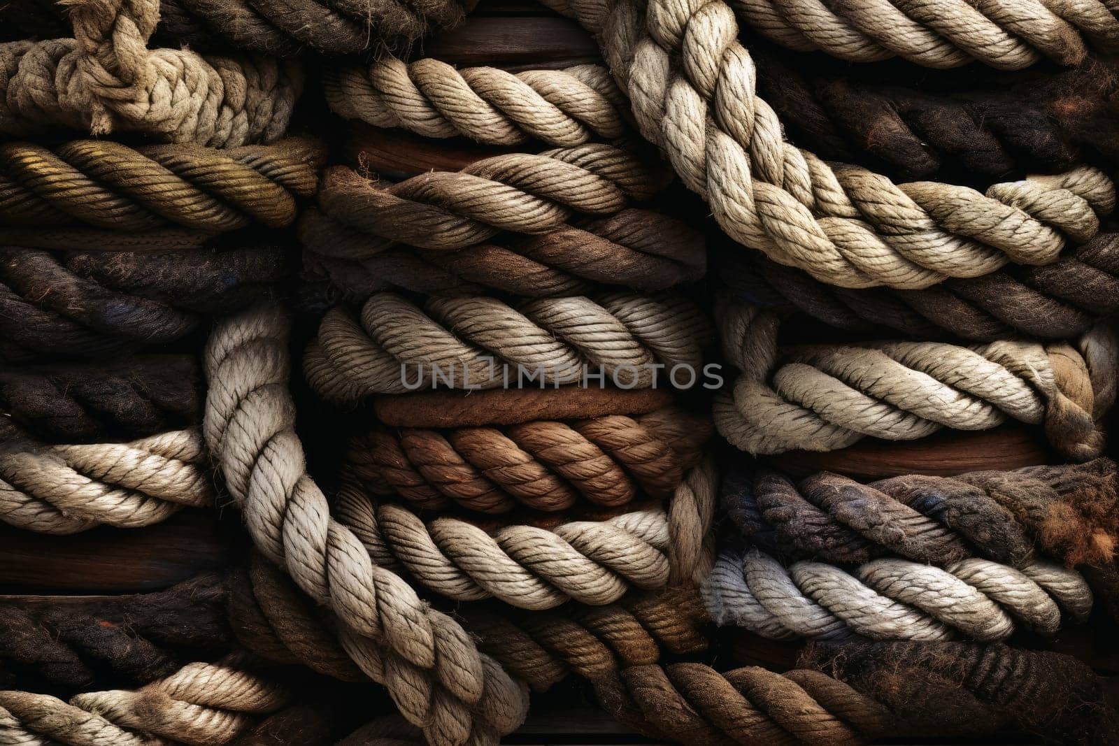 Ropes and knots sailing background created with generative AI technology
