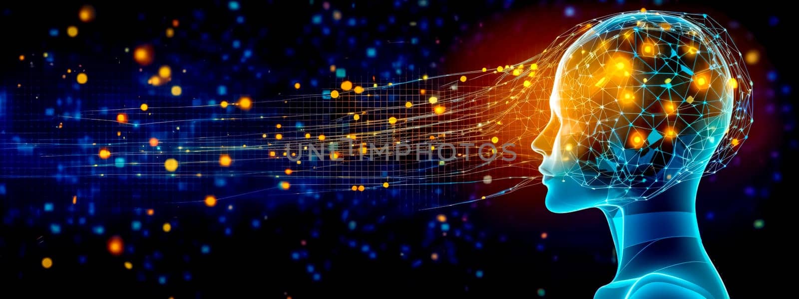 neural networks and artificial intelligence, machine learning, banner with copy space, made with Generative AI. High quality illustration
