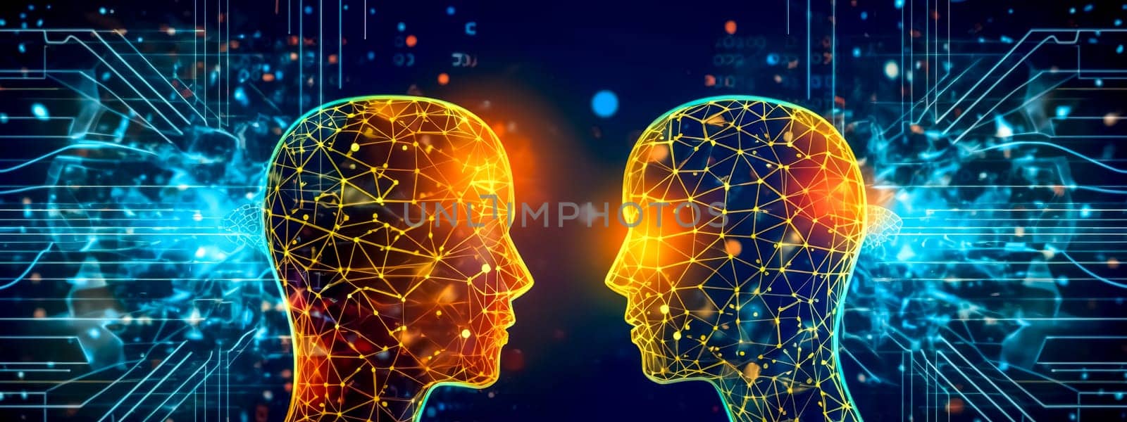 neural networks and artificial intelligence, machine learning, banner, made with Generative AI. High quality illustration