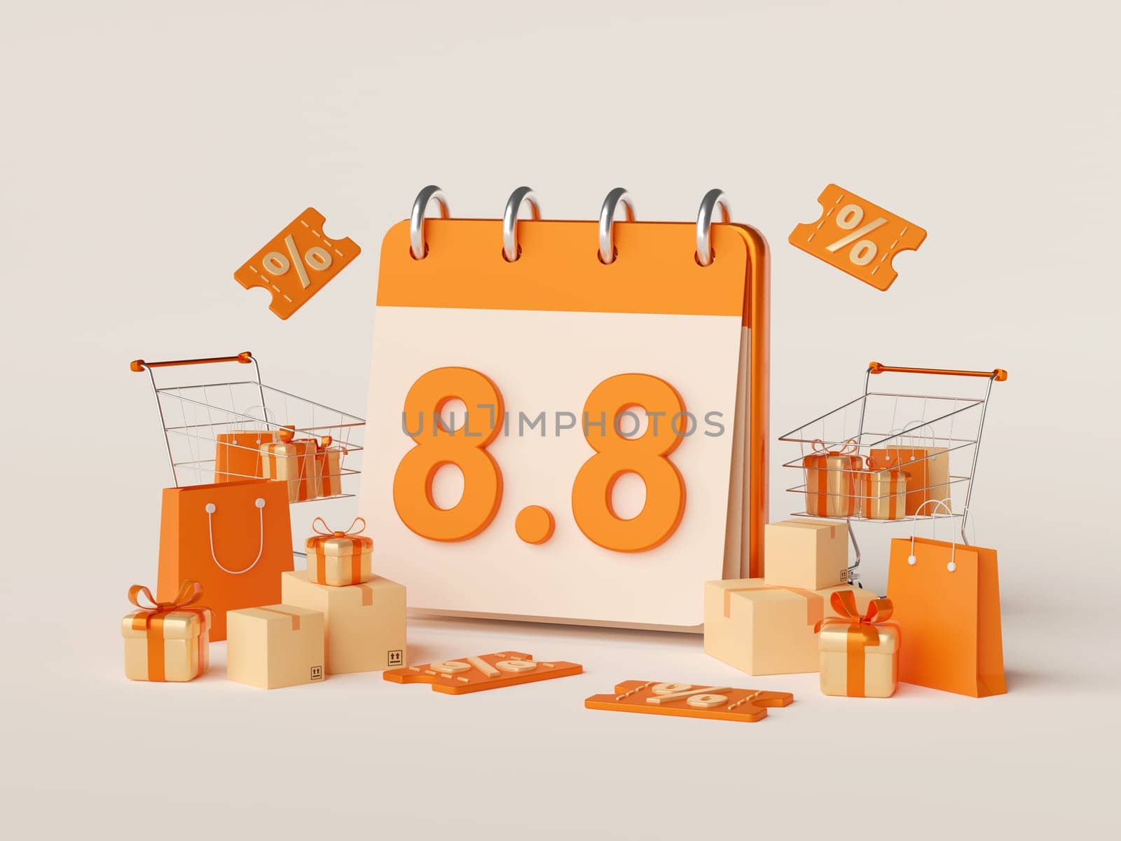 3d illustration of Promotion deal 8.8 with discount price for shopping by nutzchotwarut