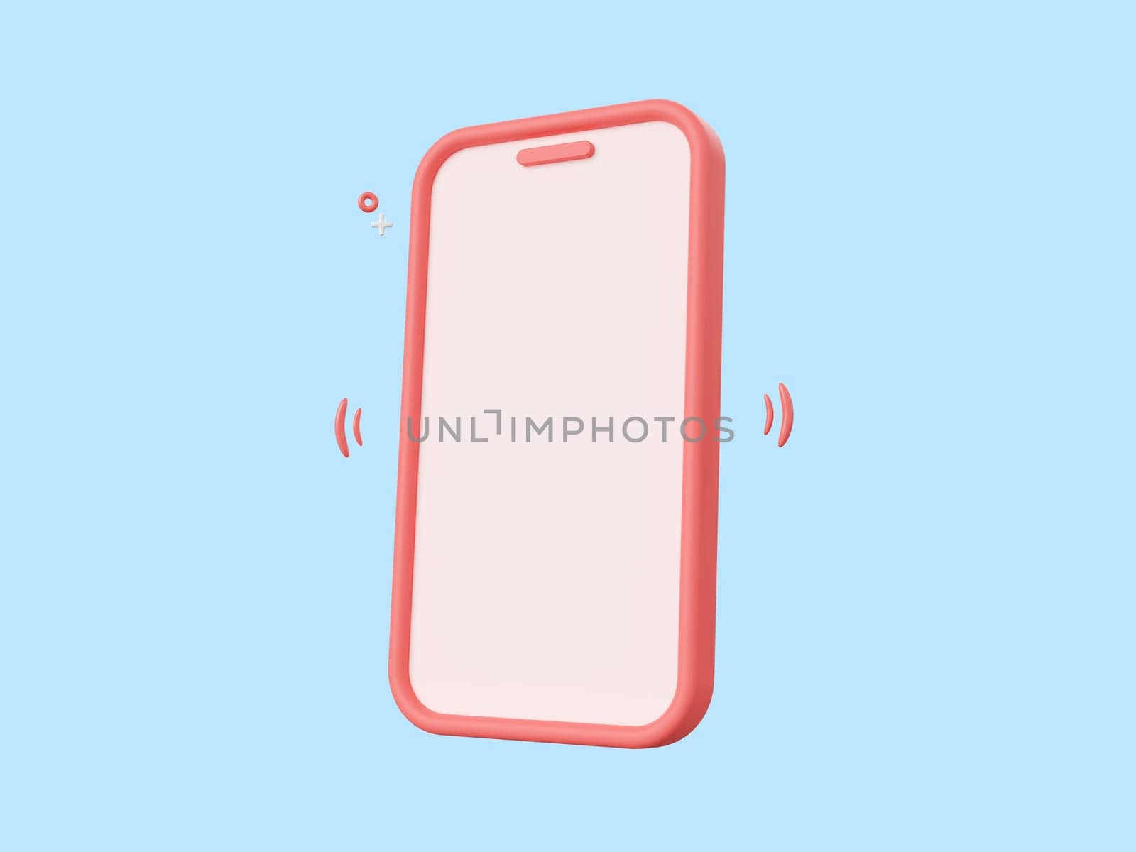 Smartphone mockup 3d cartoon icon isolated on blue background, 3d illustration.