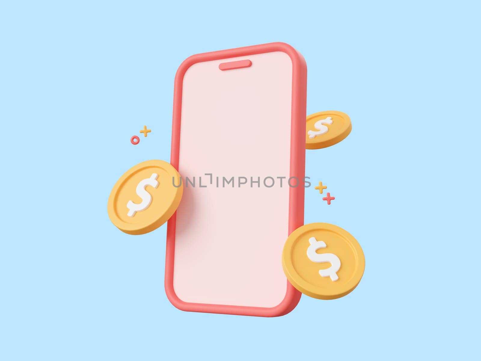 3d cartoon design illustration of Digital wallet and mobile banking application, Online payments, Transfer and saving money concept. by nutzchotwarut