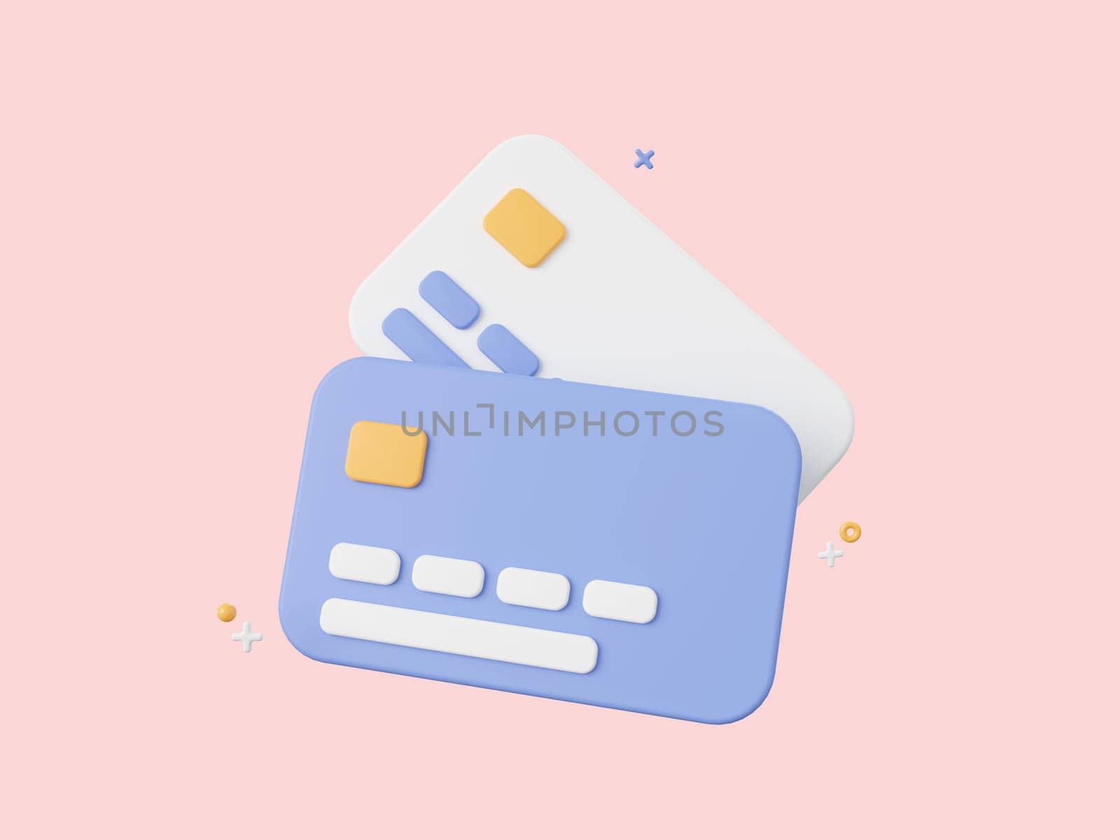 3d cartoon design illustration of Credit cards on pink background, Payments by credit card. by nutzchotwarut
