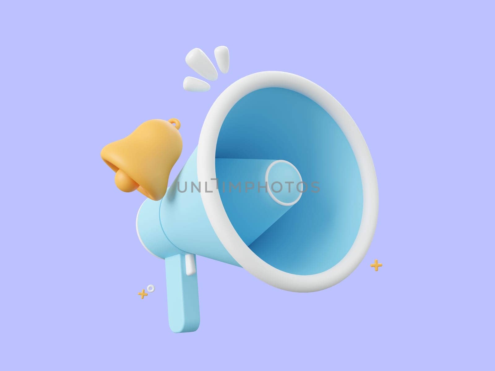 3d cartoon design illustration of megaphone with bell, Notification for special offer promotion. by nutzchotwarut