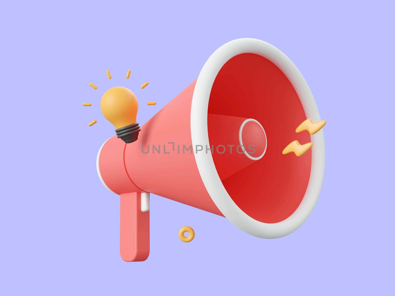 3d cartoon design illustration of megaphone with light bulb icon isolated, Advertising marketing promotion concept. by nutzchotwarut