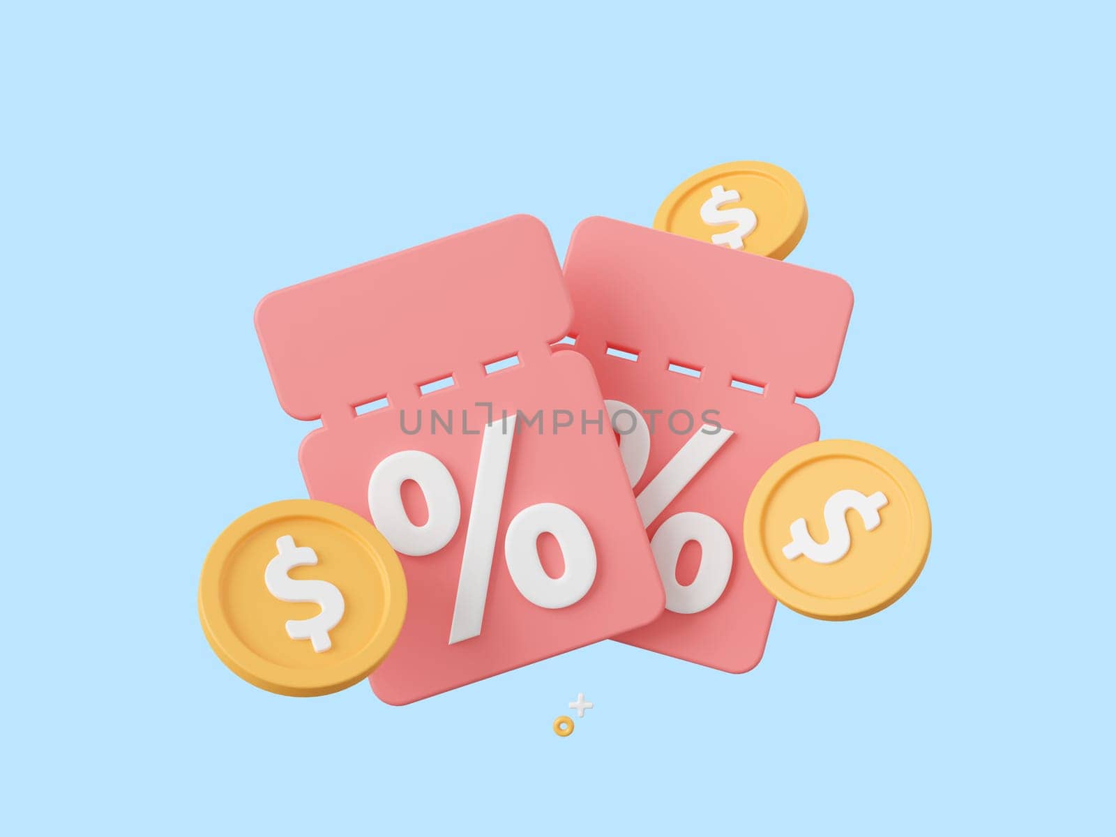3d cartoon design illustration of Discount code and coin, Use for shopping, Advertising marketing promotion concept. by nutzchotwarut