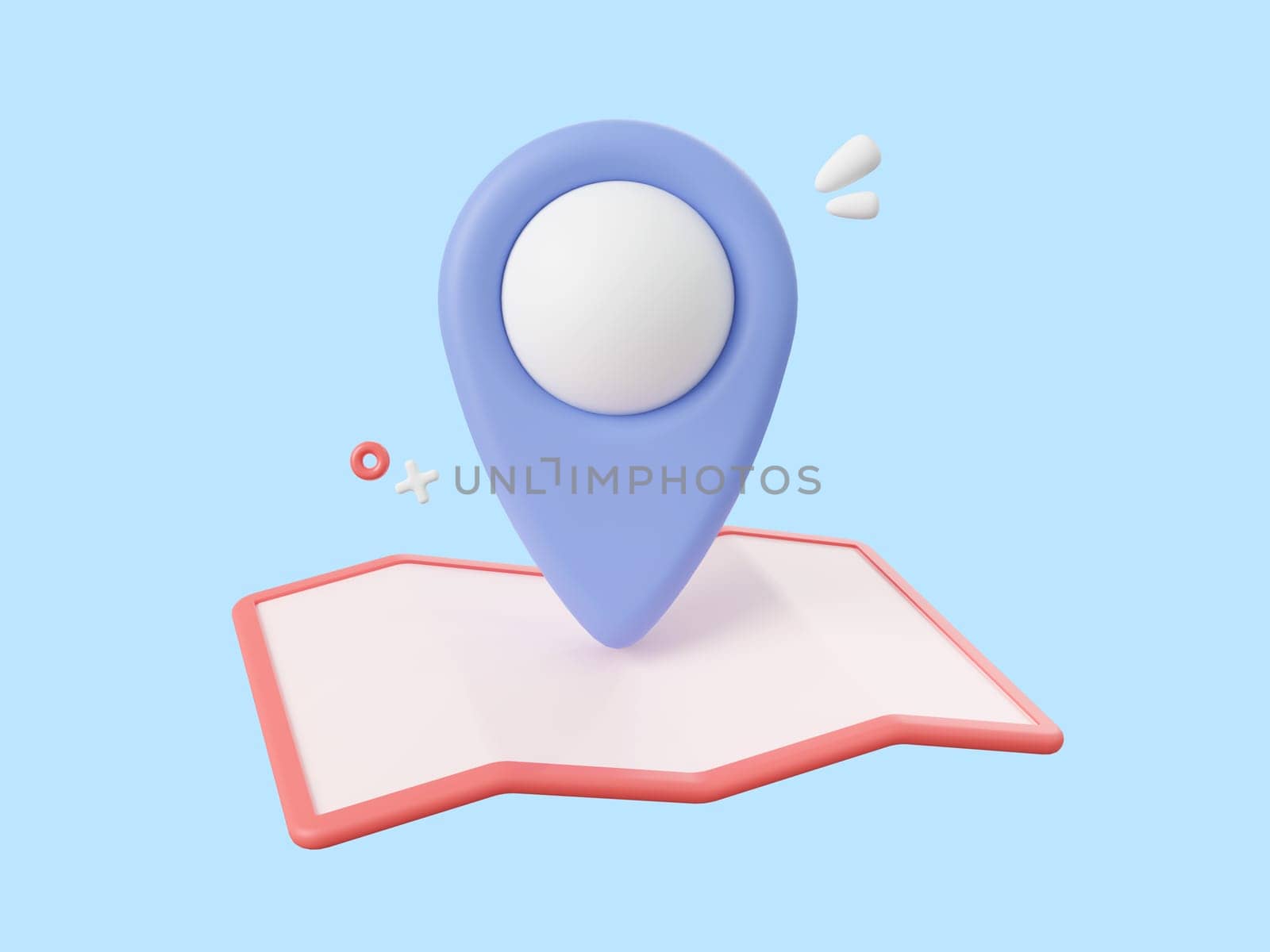 3d cartoon design illustration of Pin on a map, Delivery service. by nutzchotwarut