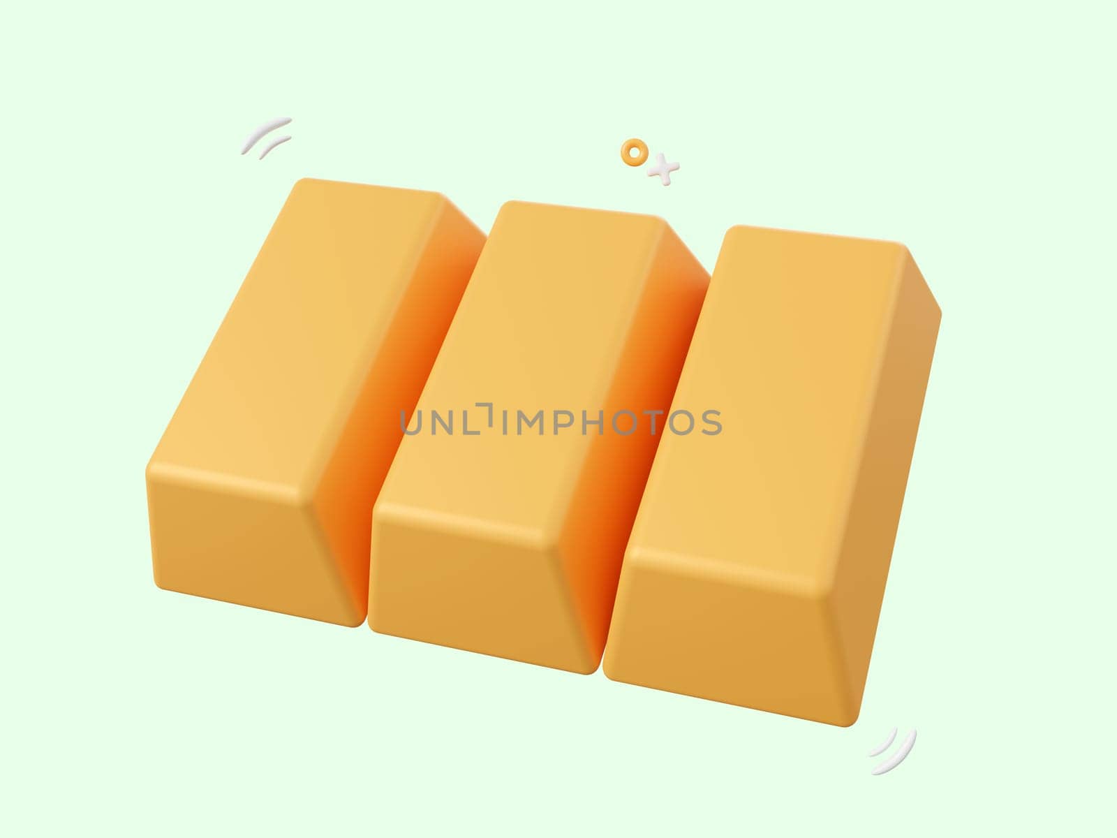 3d cartoon design illustration of Gold bar icon isolated, Investment and money savings concept.