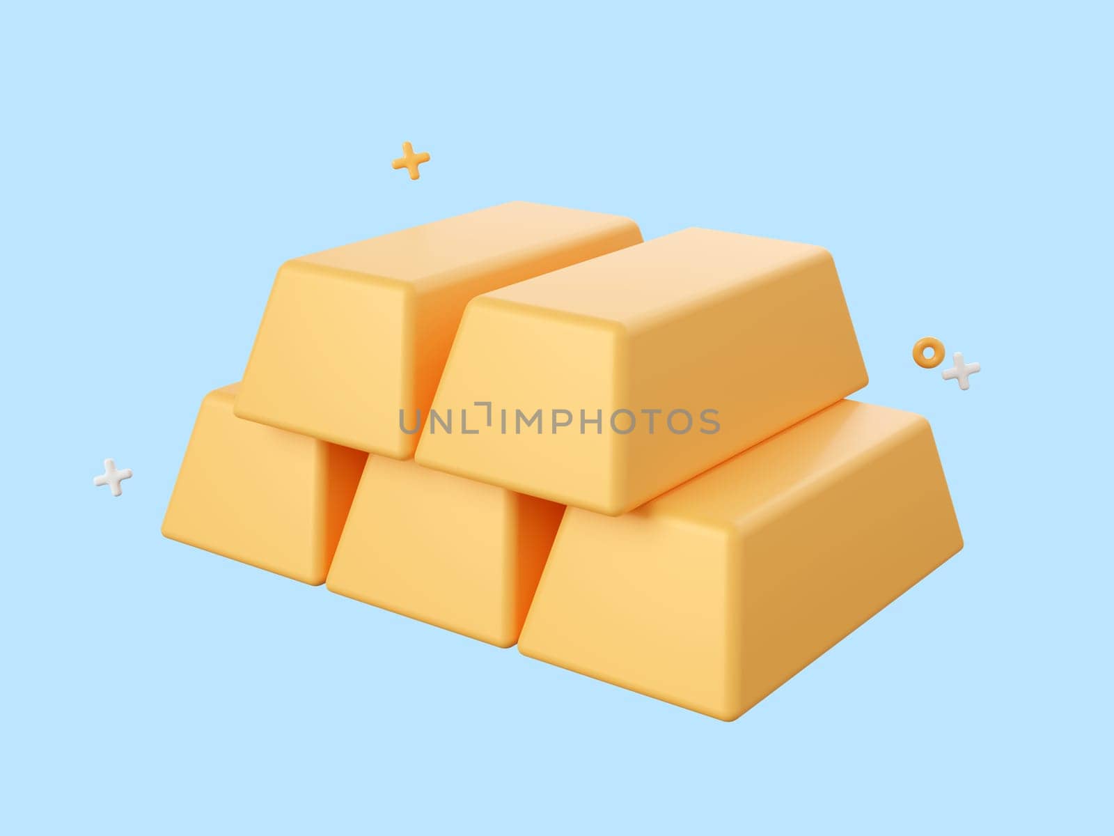 3d cartoon design illustration of Gold bar icon isolated, Investment and money savings concept. by nutzchotwarut