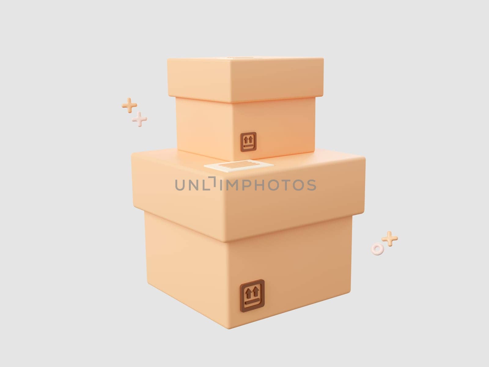 3d cartoon design illustration of Parcel boxes icon isolated, Shopping online concept. by nutzchotwarut