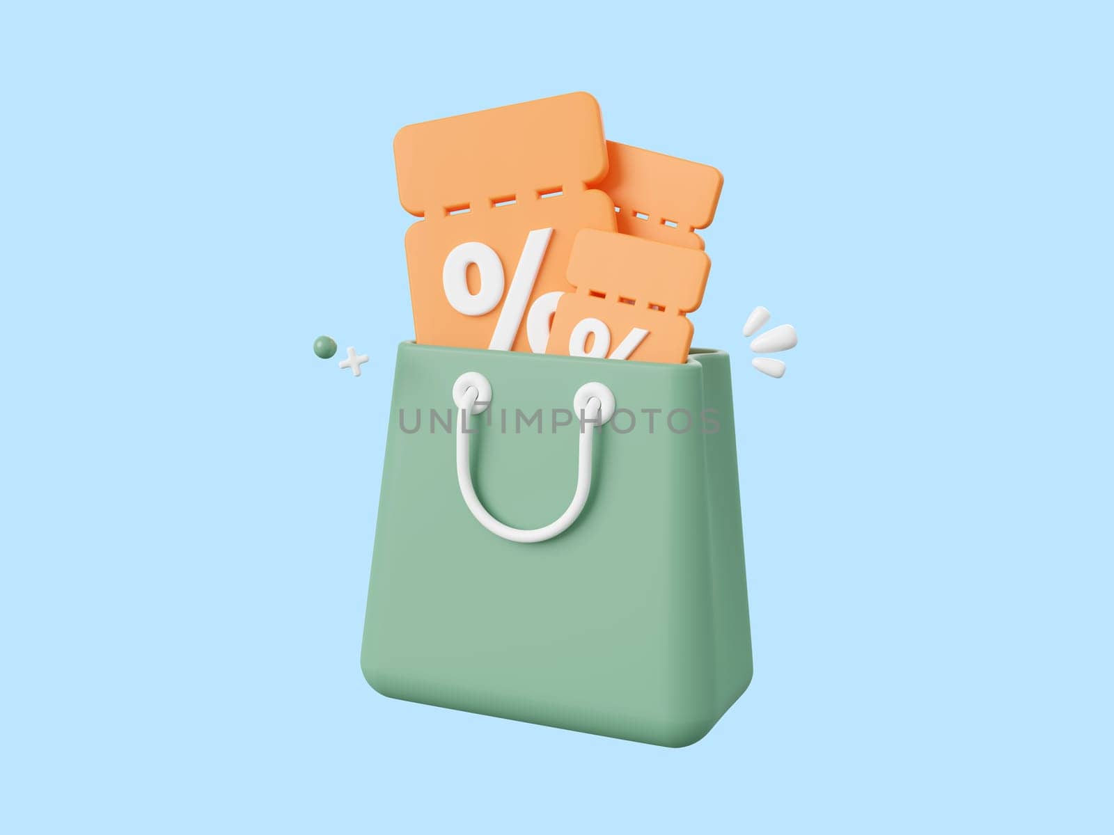 3d cartoon design illustration of Discount code and shopping bag, Advertising marketing promotion concept. by nutzchotwarut