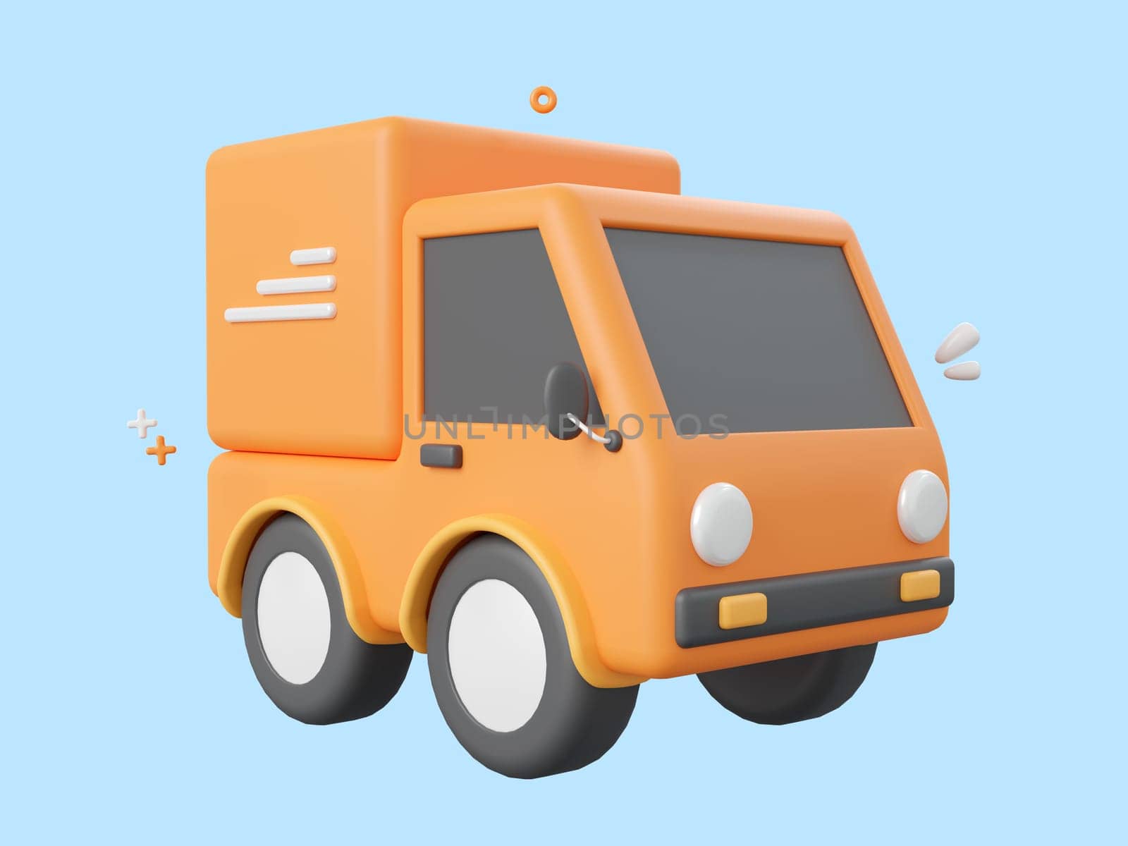 3d cartoon design illustration of Delivery truck service. by nutzchotwarut