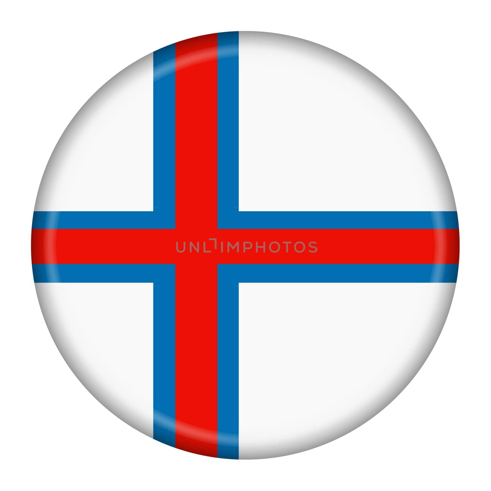 A Faroe Islands flag button 3d illustration with clipping path