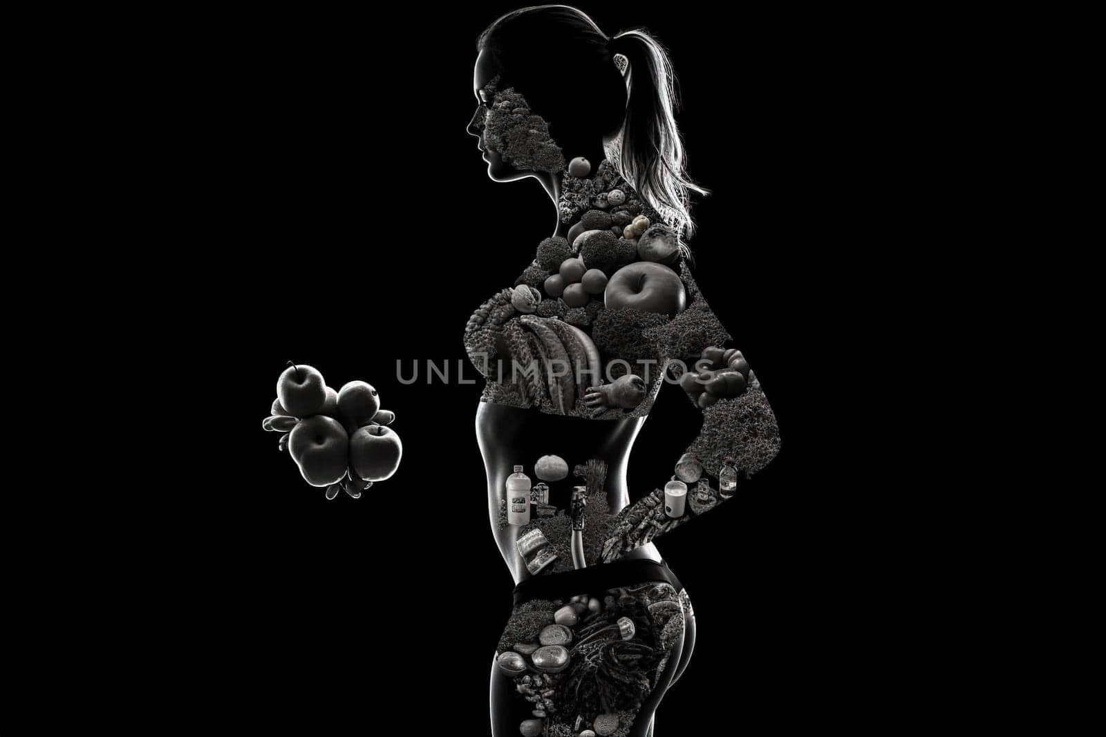 Healthy eating tips. food balance with proper nutrition proportions. Keto diet. Plan your meal. Ketones Healthy balanced food and dieting concept, fitness sport eat, nutrition. Ketosis. Generative AI