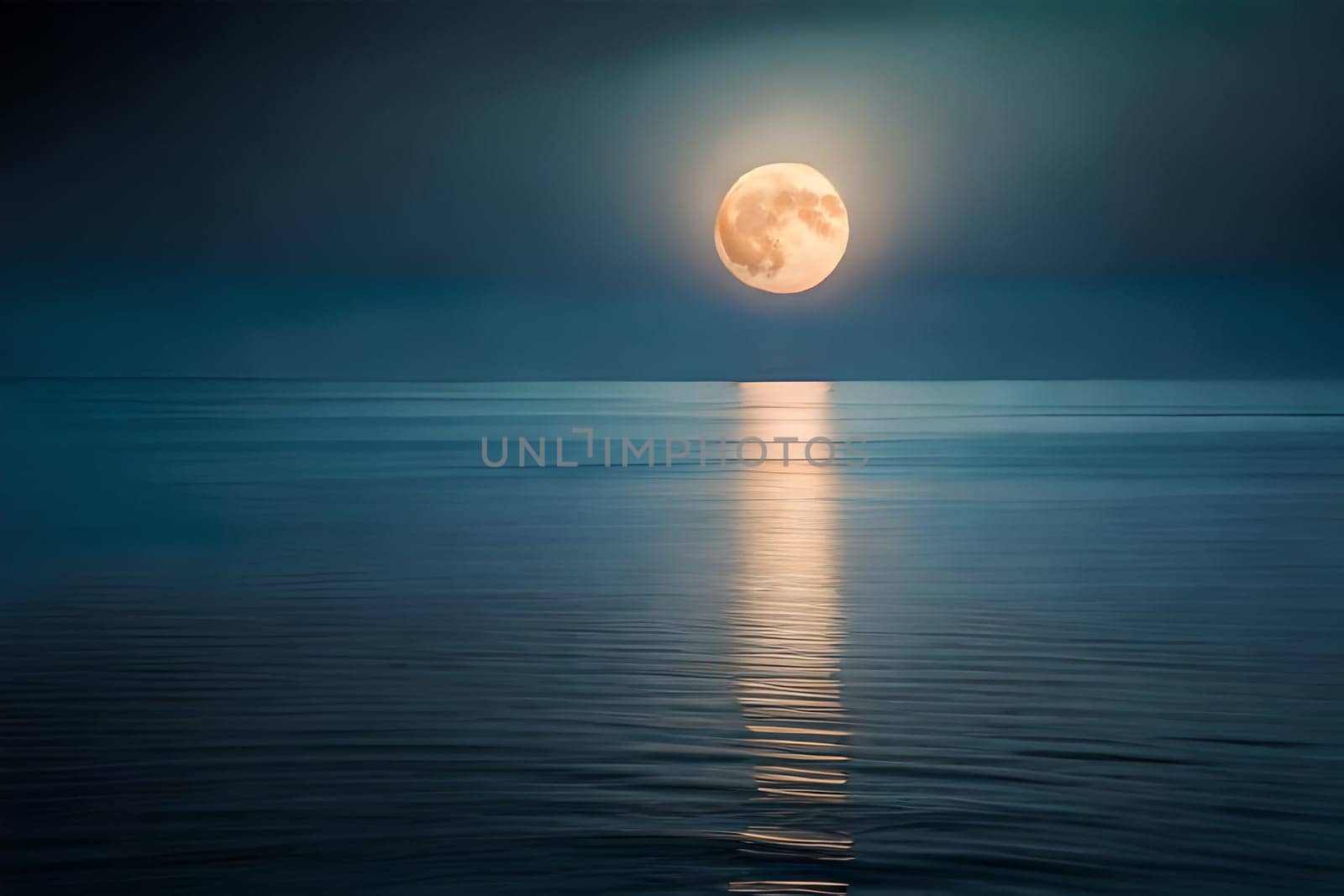 Moonlight in ocean landscape. Bright full moon over the sea by milastokerpro