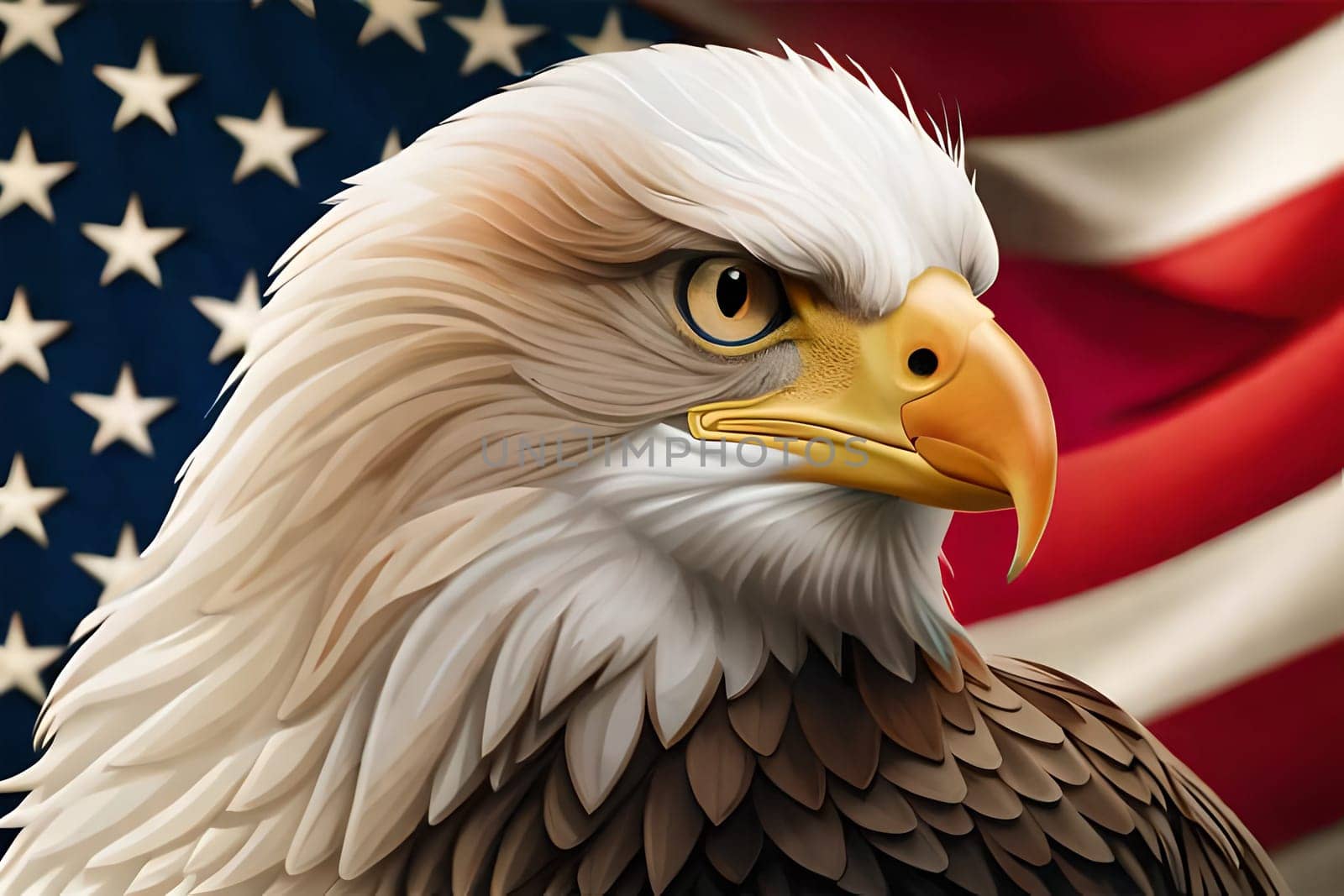 A bald eagle with a black ring in the background. 4th july independence day of us generative ai