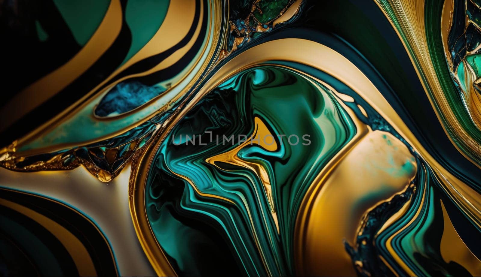 Golden Malachite Marble Texture. Generative AI by Veiksme