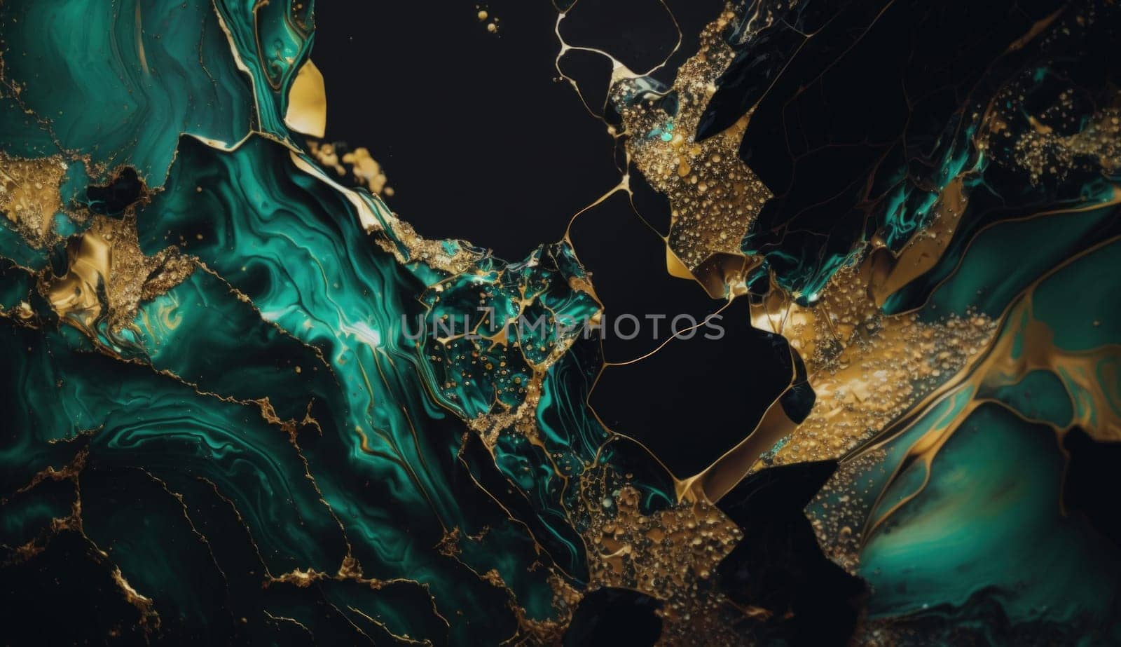 Golden Malachite Marble Texture. Generative AI