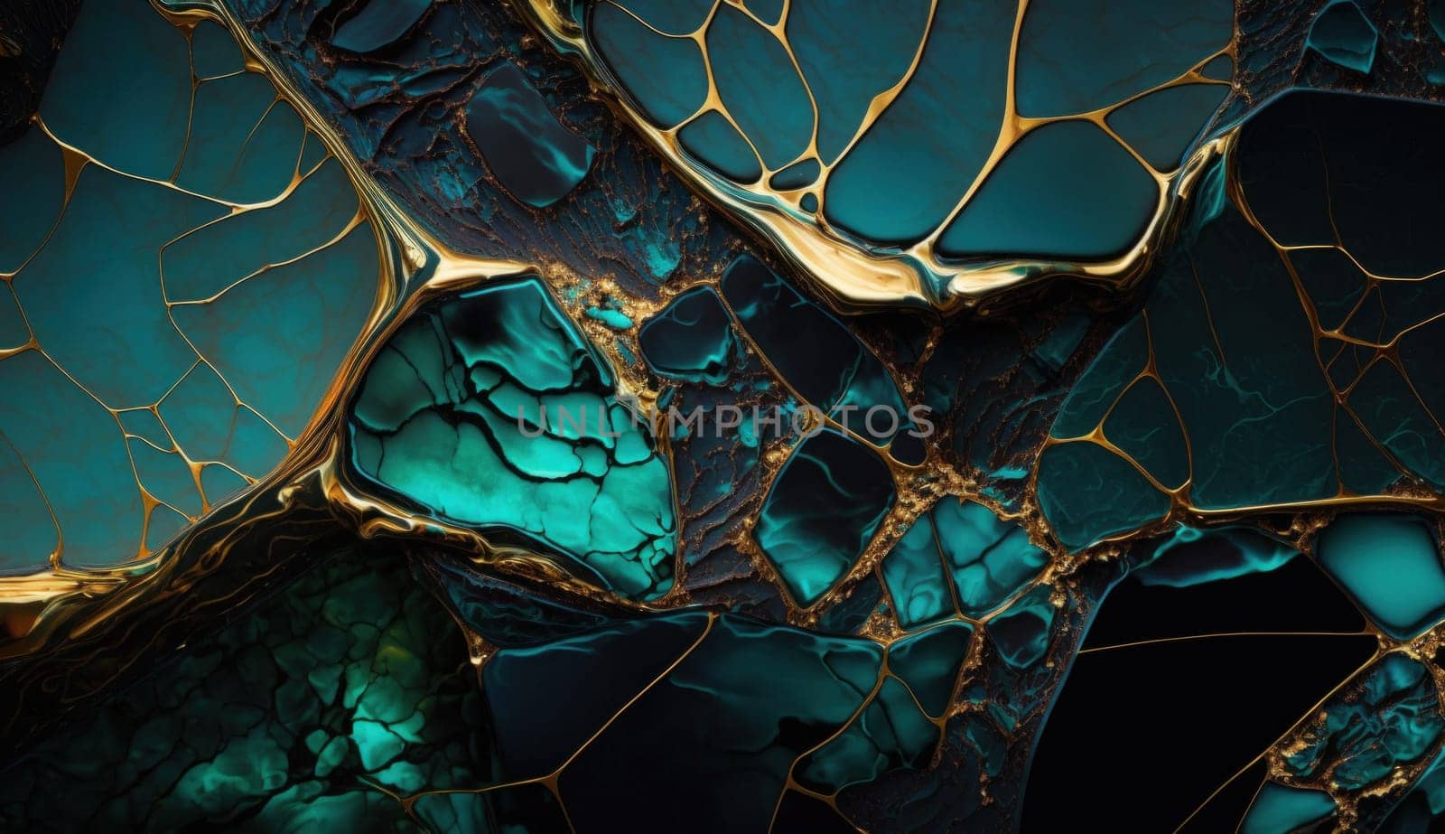 Golden Malachite Marble Texture. Generative AI by Veiksme