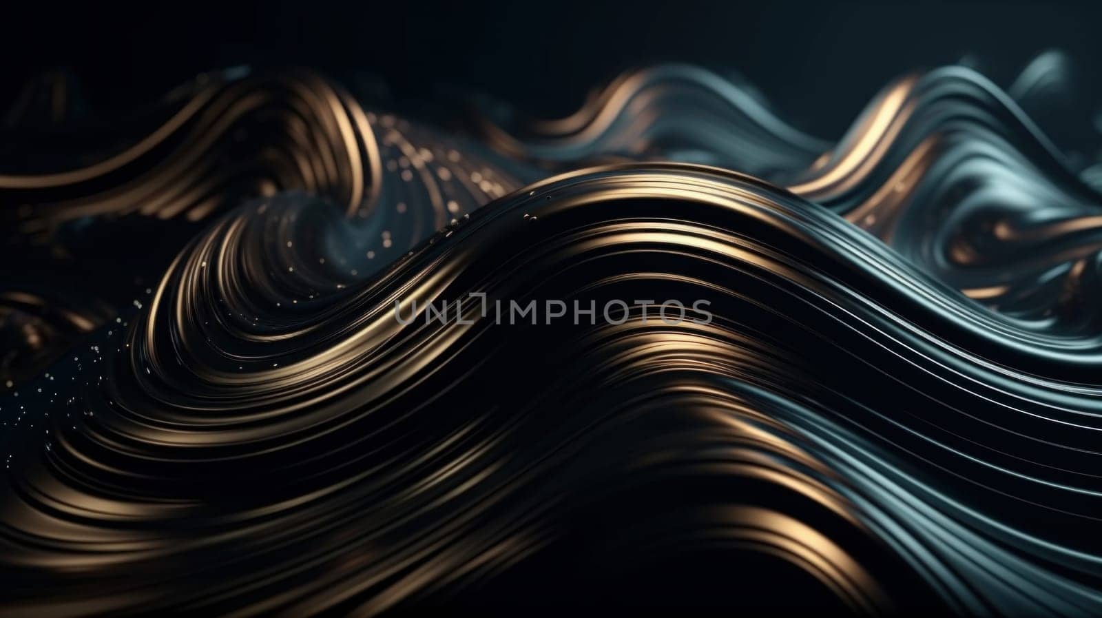 Metallic black abstract wavy liquid background. Generative AI by Veiksme