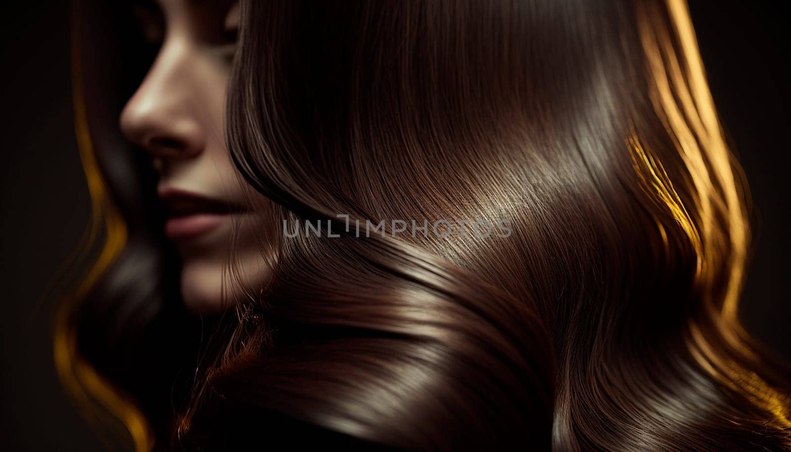 Beautiful long Hair. Beauty woman with luxurious brown hair. generative ai by Veiksme