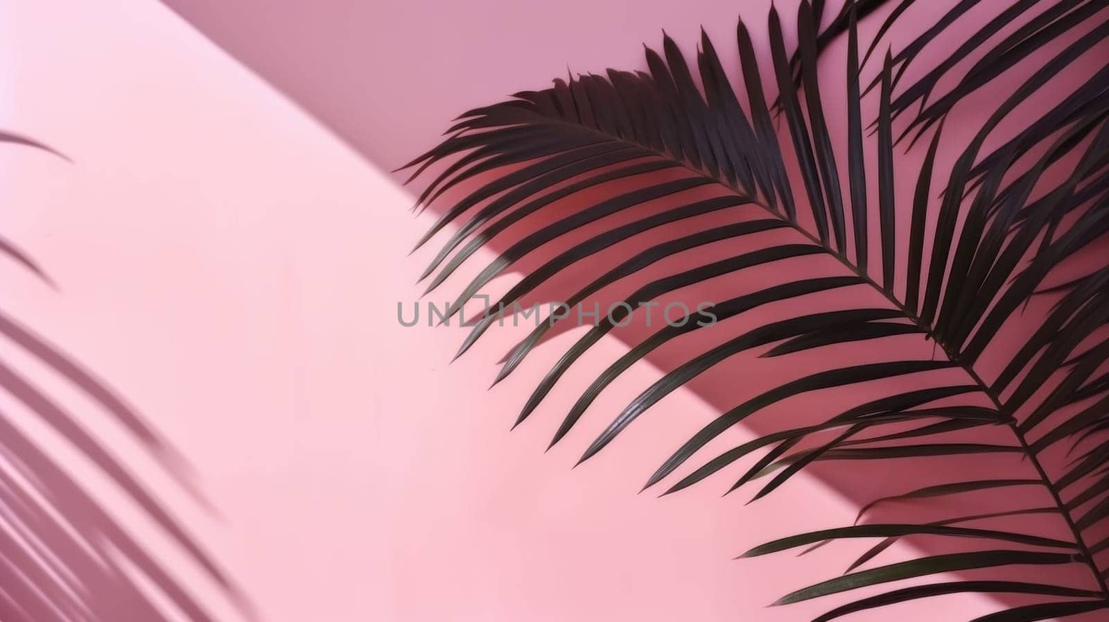 Tropical leaves on pink background. Generative ai