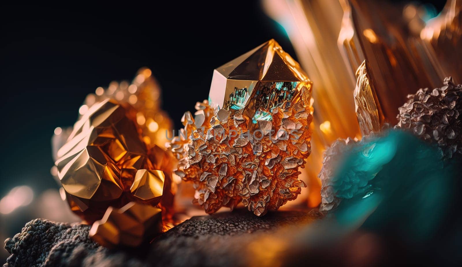 Close-up of Beautiful Crystals with Radiant Shine and Unique Formation. Generative AI by Veiksme