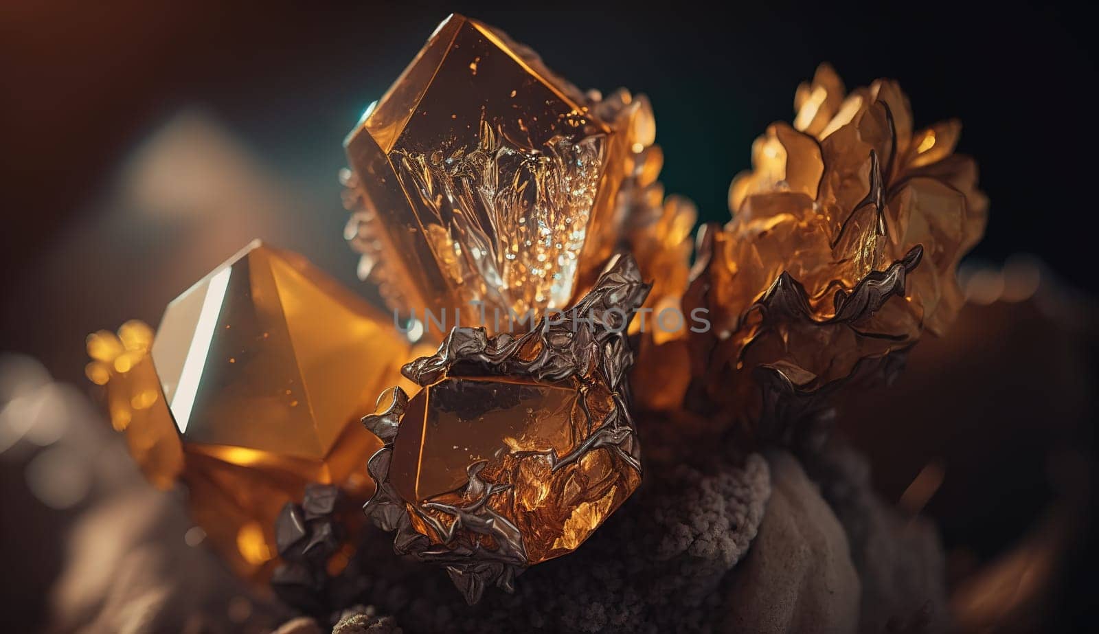 Close-up of Beautiful Crystals with Radiant Shine and Unique Formation. Generative AI