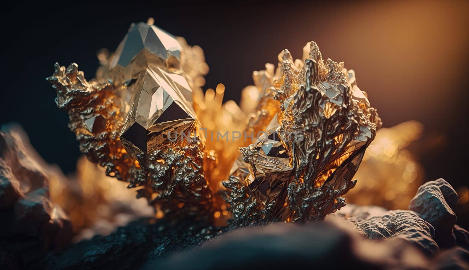 Close-up of Beautiful Crystals with Radiant Shine and Unique Formation. Generative AI by Veiksme