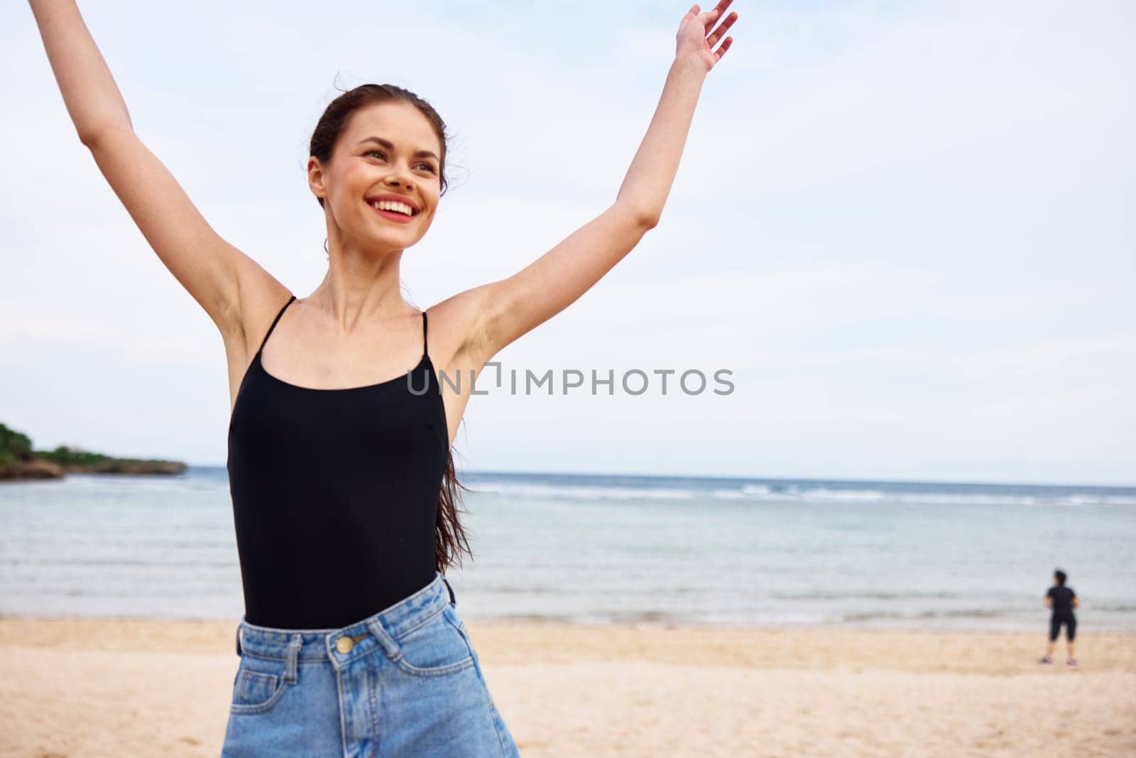 summer woman beach travel sea sunset sexy running smile young lifestyle by SHOTPRIME