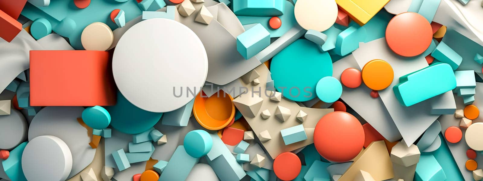 art creative 3D collage style, colorful geometric figures, banner, AI Generated by Edophoto