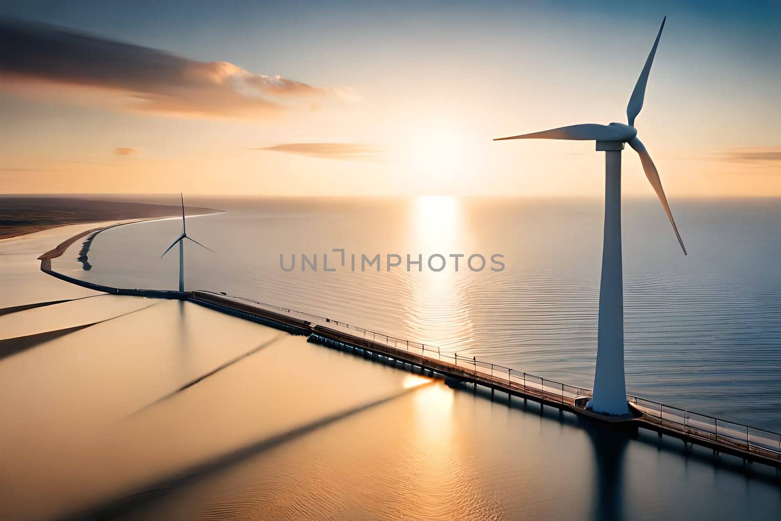 Panoramic view of wind farm with high wind turbines by milastokerpro