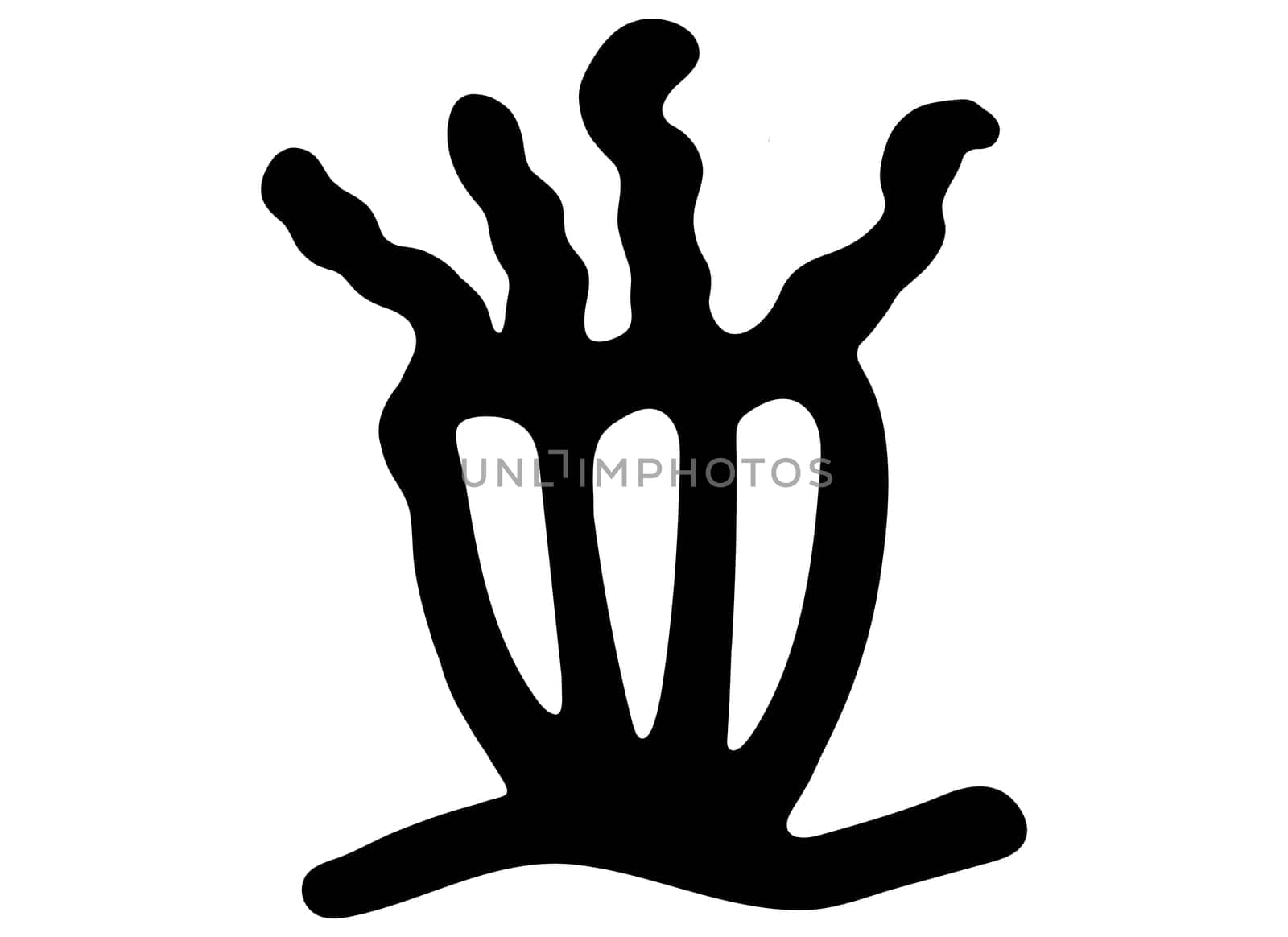 Black and White Actinia Illustration Isolated on White Background. Clipart Ocean Plant Illustration.