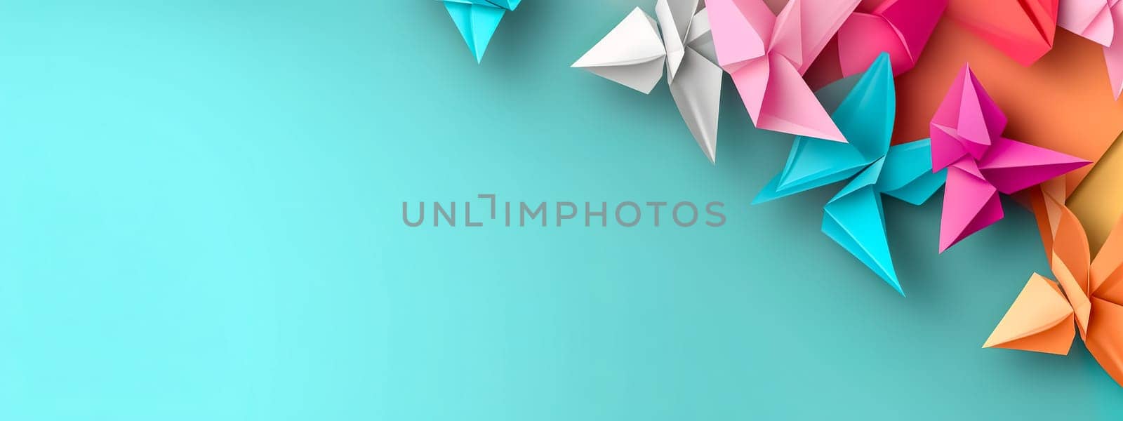 origami art style, banner with copy space, made with Generative AI. High quality illustration