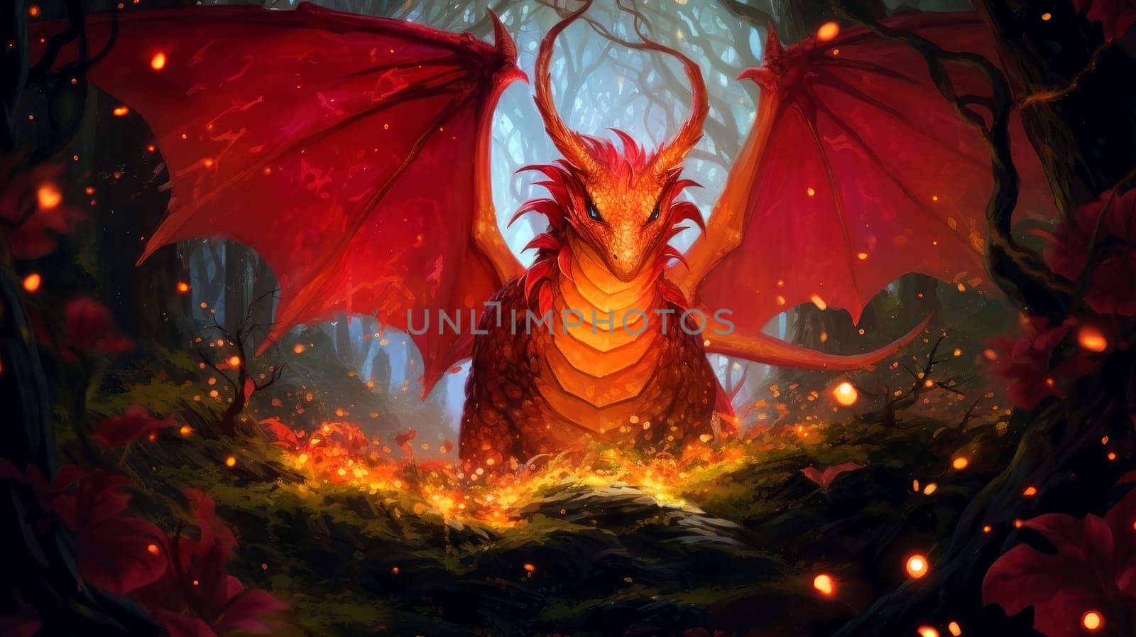 A large, red dragon is a symbol of the new year according to the eastern calendar. AI generated