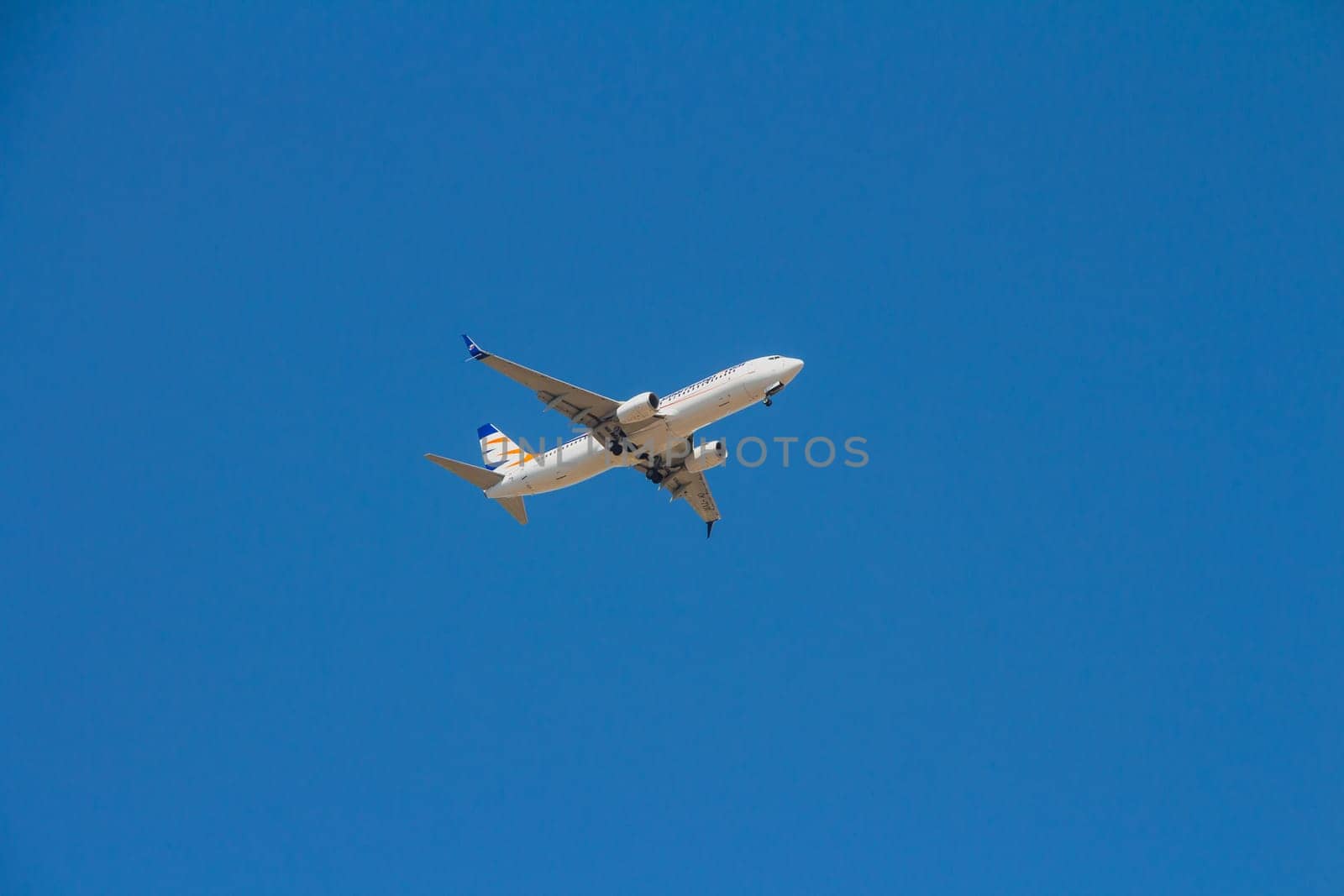 Tel aviv, Israel - October 7, 2017: SmartWings airline commercial plane flying in the blue sky going for a landing. SmartWings is a brand of the Czech Travel Service Airlines.