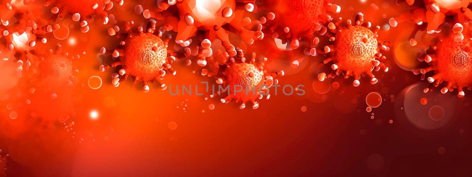 bacteria, virus under a microscope, danger of disease, epidemic, banner, made with Generative AI. High quality illustration