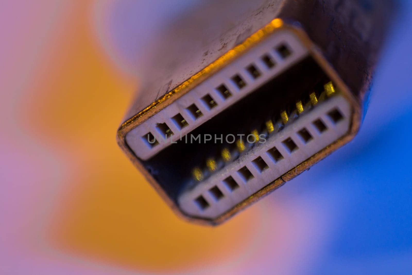 Macro closeup of Mini Displayport cable connector by wavemovies