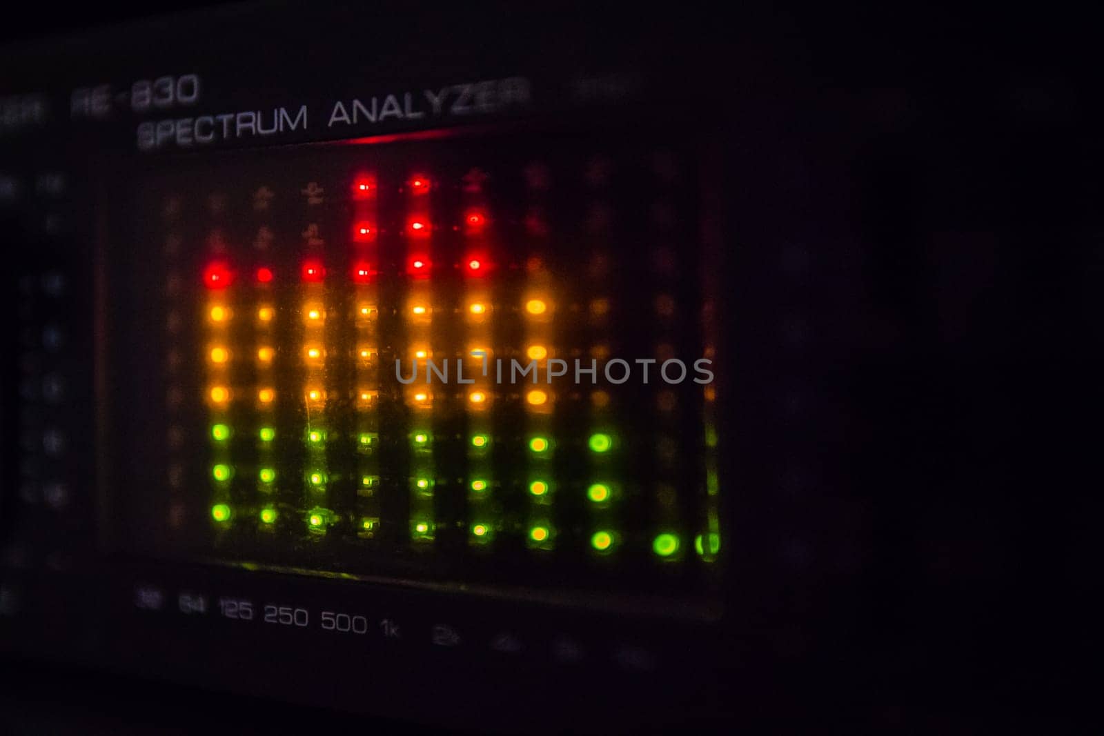 Graphic equalizer bars on an audio system - Close Up Selective Focus
